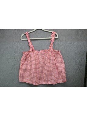 Kate Spade NY Pastel Plaid Cropped Strappy Top-Size Large-Cottagecore-Preppy